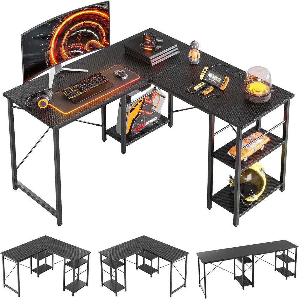 Bestier L Shaped Gaming Desk 47” Reversible Corner Computer Desk