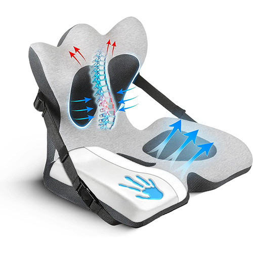 Lifted Lumbar Doctor-Developed Adjustable Back Seat Cushion